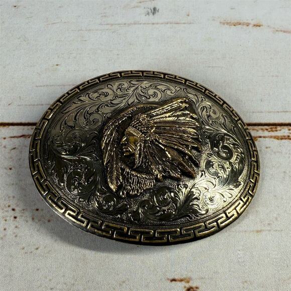 Augus Belt Buckle Native American Chief – Western Americana - Picture 1 of 6